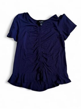 Ingirl Purple Ruched Front Short Sleeve Peplum Tee
